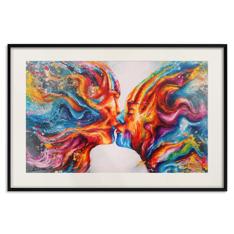 Poster Hot Kiss - abstract romantic couple on a white background 127203 additionalImage 19