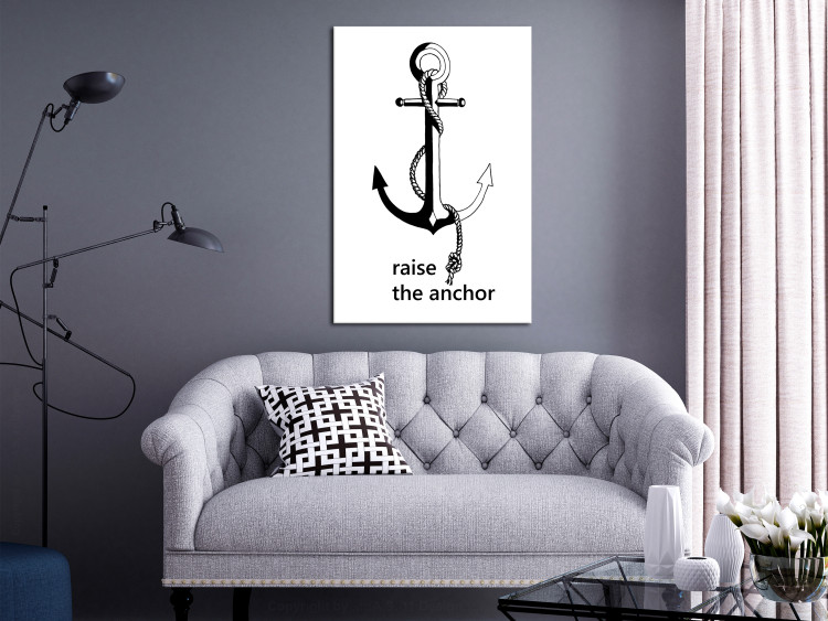 Canvas Black English Raise the anchor sign - a marine composition 127803 additionalImage 3