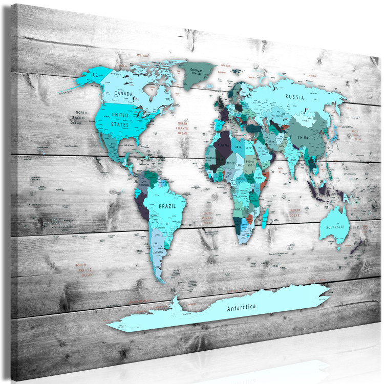 Large canvas print World Map: Blue World [Large Format] 128503 additionalImage 2