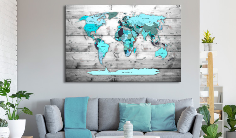 Large canvas print World Map: Blue World [Large Format] 128503 additionalImage 5