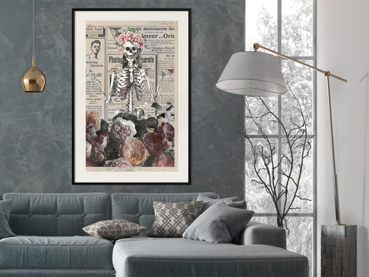 Poster Death and Wine - abstraction with character among flowers and text in the background 129103 additionalImage 24