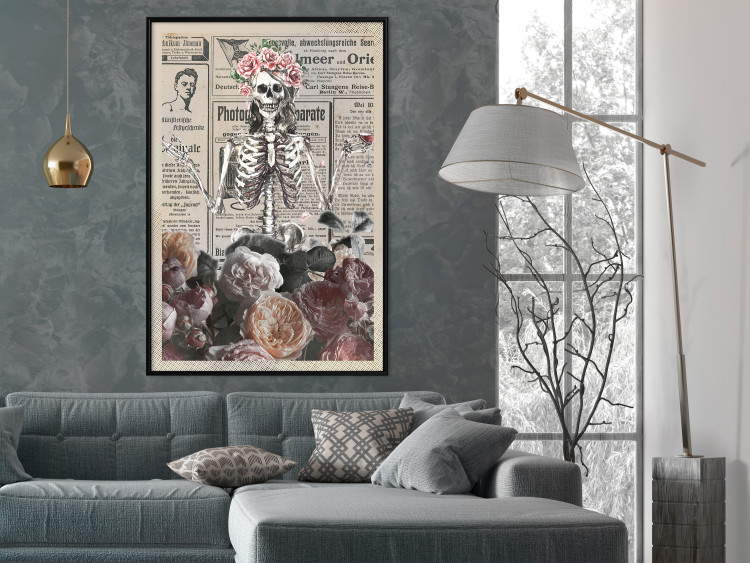 Poster Death and Wine - abstraction with character among flowers and text in the background 129103 additionalImage 4
