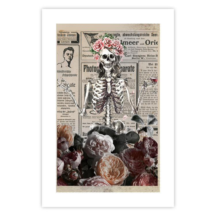 Poster Death and Wine - abstraction with character among flowers and text in the background 129103 additionalImage 19