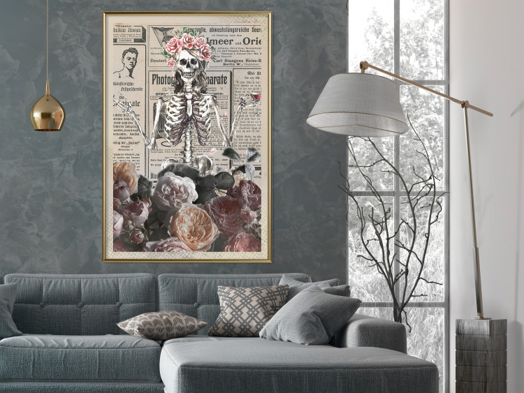 Poster Death and Wine - abstraction with character among flowers and text in the background 129103 additionalImage 5