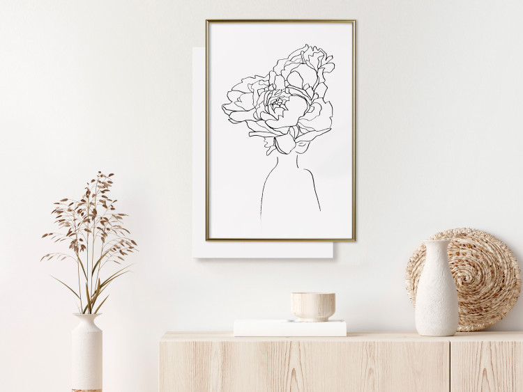 Poster Above Flowers - abstract line art of a woman with flowers in her hair 132203 additionalImage 10