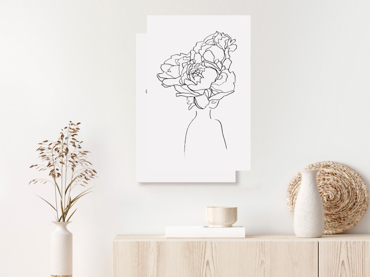 Poster Above Flowers - abstract line art of a woman with flowers in her hair 132203 additionalImage 5