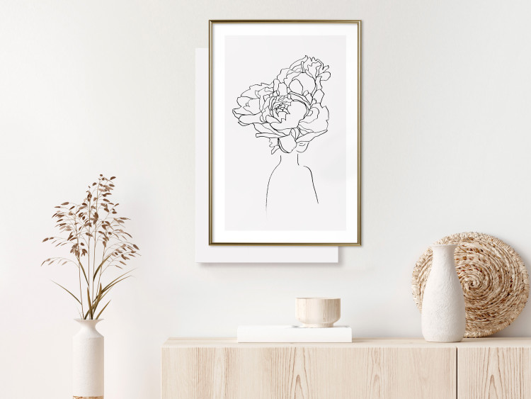 Poster Above Flowers - abstract line art of a woman with flowers in her hair 132203 additionalImage 15