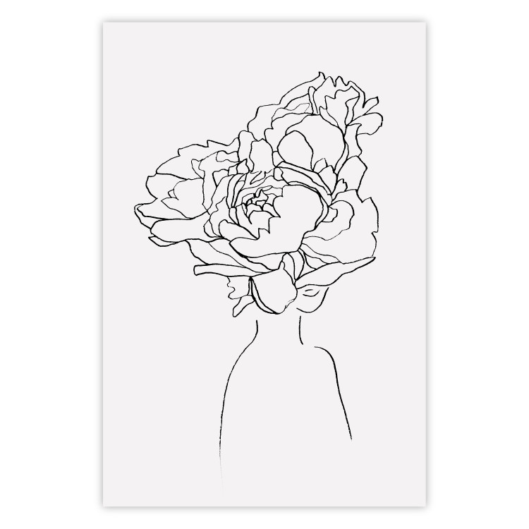 Poster Above Flowers - abstract line art of a woman with flowers in her hair 132203