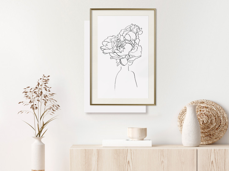 Poster Above Flowers - abstract line art of a woman with flowers in her hair 132203 additionalImage 22