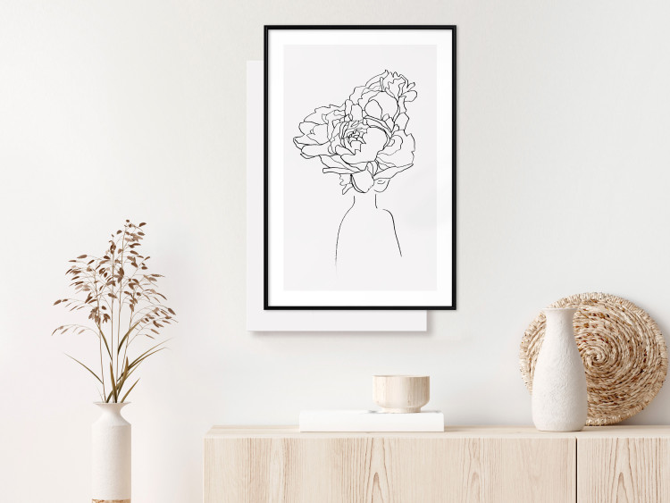 Poster Above Flowers - abstract line art of a woman with flowers in her hair 132203 additionalImage 23