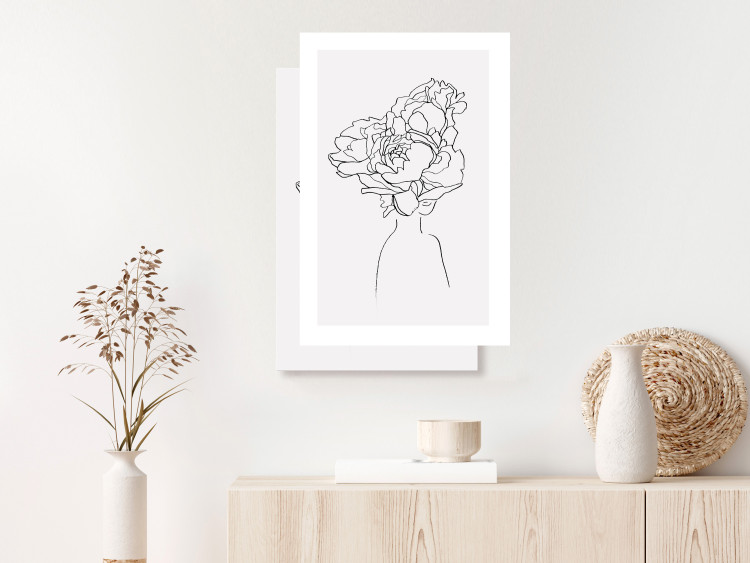 Poster Above Flowers - abstract line art of a woman with flowers in her hair 132203 additionalImage 6