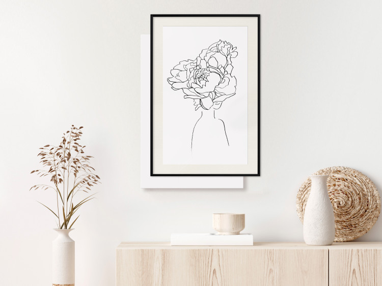 Poster Above Flowers - abstract line art of a woman with flowers in her hair 132203 additionalImage 24