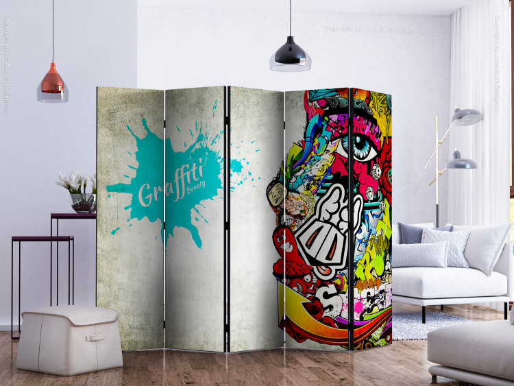 Room Divider Graffiti Beauty II (5-piece) - colorful mural in a youthful style 132803 additionalImage 2