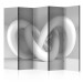 Room Divider Screen White Weave II (5-piece) - black and white abstraction with 3D shape 132903