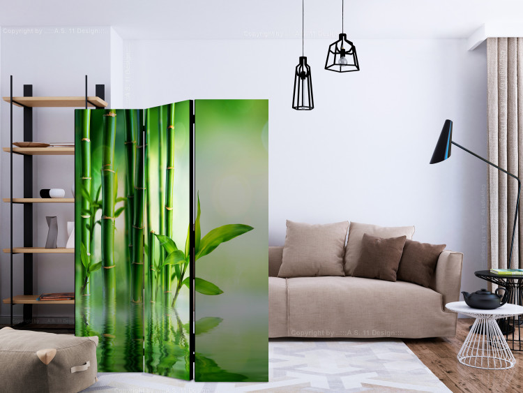 Room Divider Screen Bamboo Grove (3-piece) - simple green composition in zen style 133103 additionalImage 4