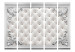 Folding Screen Quilted Leather II (5-piece) - elegant white design in ornaments 133203 additionalThumb 3