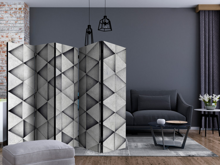Room Divider Gray Triangles II (5-piece) - geometric composition in shapes 133503 additionalImage 4