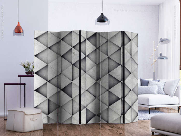 Room Divider Gray Triangles II (5-piece) - geometric composition in shapes 133503 additionalImage 2