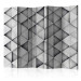 Room Divider Gray Triangles II (5-piece) - geometric composition in shapes 133503