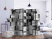 Folding Screen Gray Precision II - texture of wooden figures with 3D effect imitation 133603 additionalThumb 2
