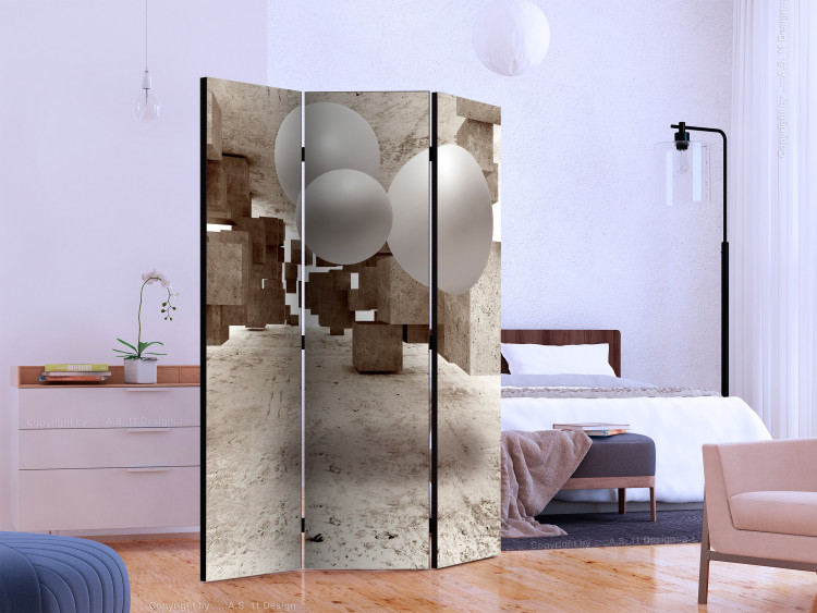 Folding Screen Concrete Maze - abstract space with geometric figures 133703 additionalImage 2