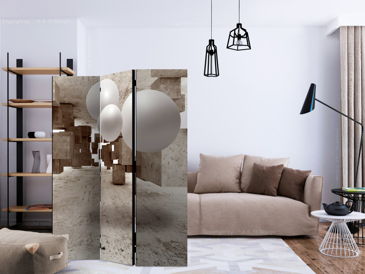 Folding Screen Concrete Maze - abstract space with geometric figures 133703 additionalImage 4