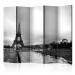 Room Separator Paris: Eiffel Tower II - black and white cityscape architecture in fog 133803