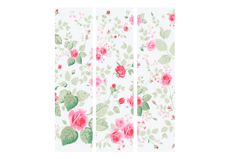 Room Divider Rosy Pleasures - romantic pink flowers with leaves on a light background 133903 additionalImage 3