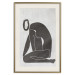 Poster Figure in Contemplation - dark silhouette of a kneeling woman on a gray background 134203 additionalThumb 20