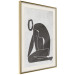 Poster Figure in Contemplation - dark silhouette of a kneeling woman on a gray background 134203 additionalThumb 3