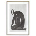Poster Figure in Contemplation - dark silhouette of a kneeling woman on a gray background 134203 additionalThumb 16