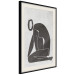 Poster Figure in Contemplation - dark silhouette of a kneeling woman on a gray background 134203 additionalThumb 2