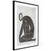 Poster Figure in Contemplation - dark silhouette of a kneeling woman on a gray background 134203 additionalThumb 8