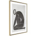 Poster Figure in Contemplation - dark silhouette of a kneeling woman on a gray background 134203 additionalThumb 9