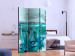Room Separator Turquoise Idyll (3-piece) - blue abstraction in lily flowers 134303 additionalThumb 2