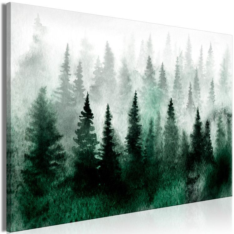Canvas Print Misty Scandinavian Forest (1-piece) Wide - landscape of trees in fog 134603 additionalImage 2