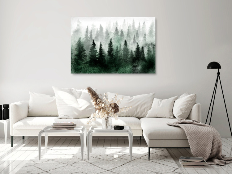 Canvas Print Misty Scandinavian Forest (1-piece) Wide - landscape of trees in fog 134603 additionalImage 3