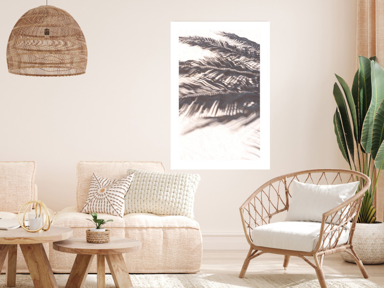 Wall Poster Rest in the Shade - tropical composition of palm shadow on sand 135303 additionalImage 7