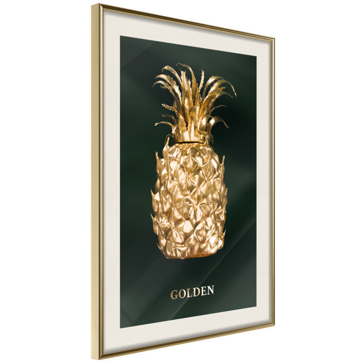 Wall Poster Golden Exoticism - golden pineapple composition on a dark green background 135603 additionalImage 7
