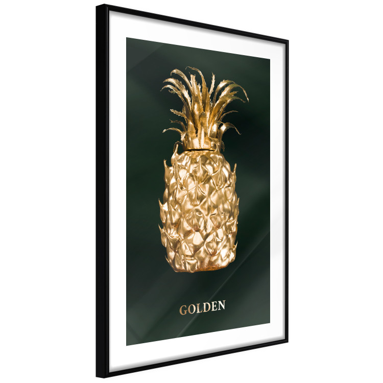 Wall Poster Golden Exoticism - golden pineapple composition on a dark green background 135603 additionalImage 8