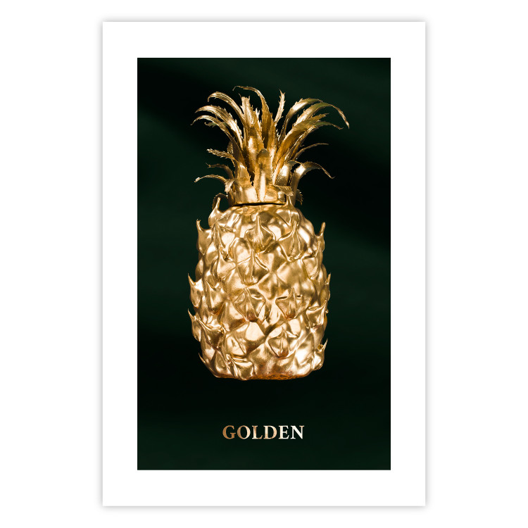 Wall Poster Golden Exoticism - golden pineapple composition on a dark green background 135603 additionalImage 20