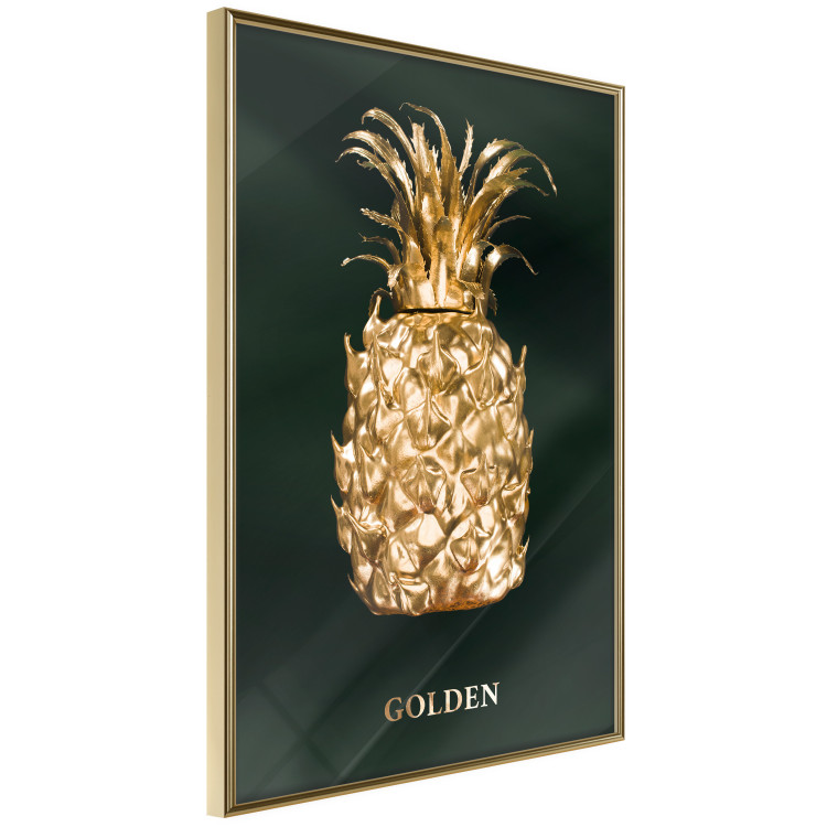 Wall Poster Golden Exoticism - golden pineapple composition on a dark green background 135603 additionalImage 12