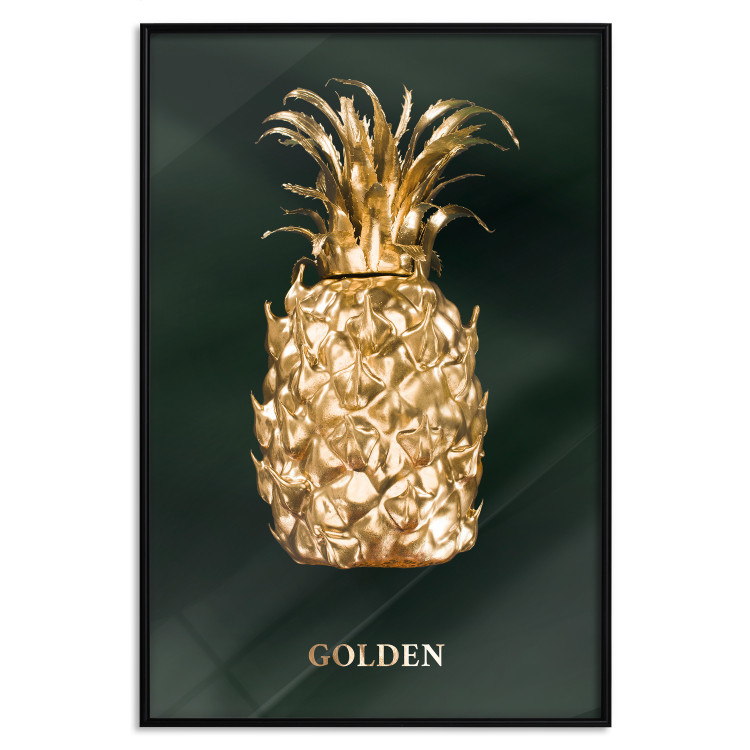 Wall Poster Golden Exoticism - golden pineapple composition on a dark green background 135603 additionalImage 21