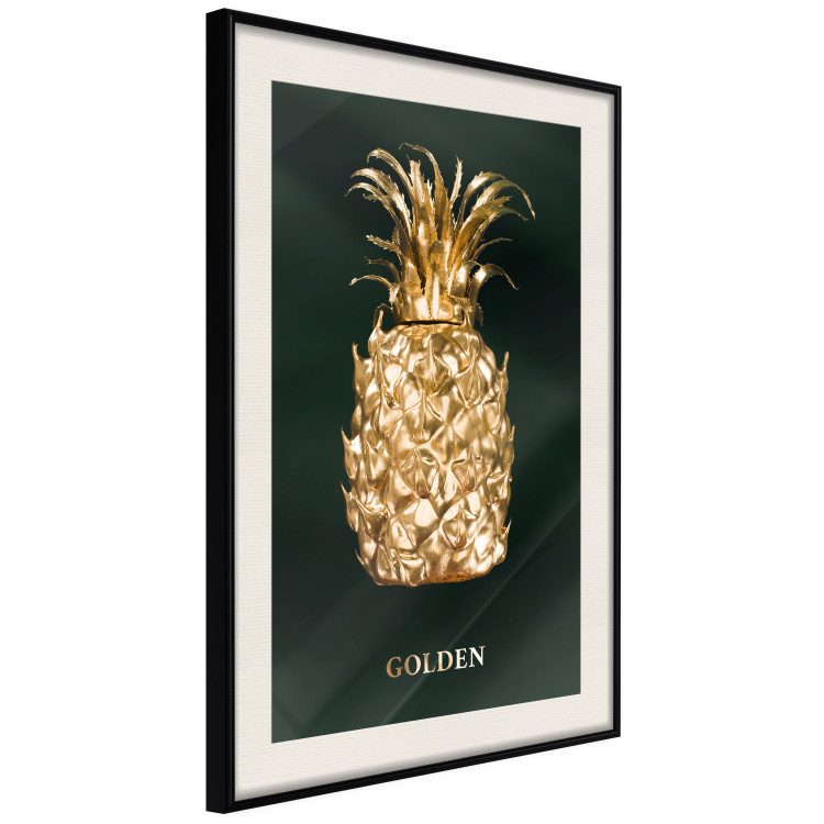 Wall Poster Golden Exoticism - golden pineapple composition on a dark green background 135603 additionalImage 8