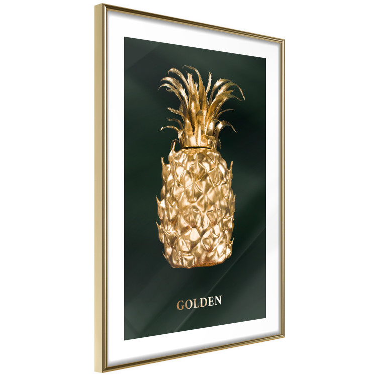 Wall Poster Golden Exoticism - golden pineapple composition on a dark green background 135603 additionalImage 9
