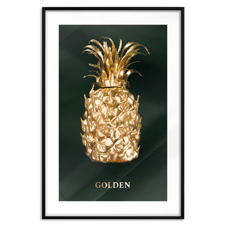 Wall Poster Golden Exoticism - golden pineapple composition on a dark green background 135603 additionalImage 14