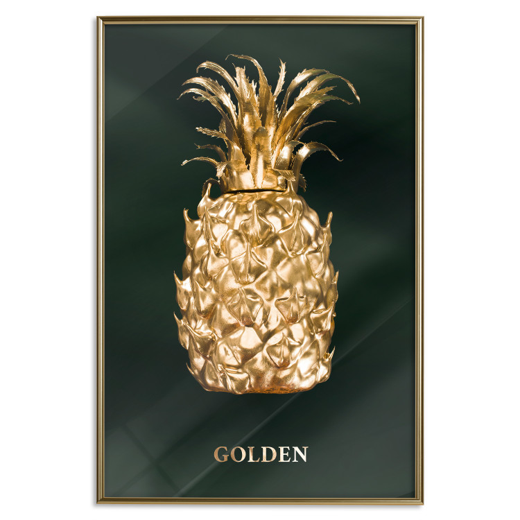 Wall Poster Golden Exoticism - golden pineapple composition on a dark green background 135603 additionalImage 15