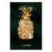 Wall Poster Golden Exoticism - golden pineapple composition on a dark green background 135603