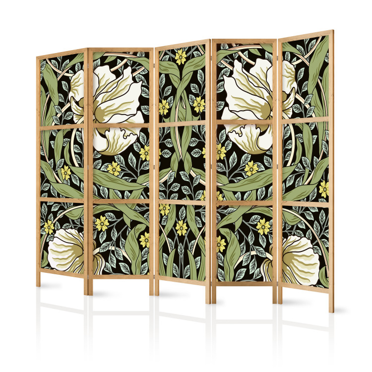 Folding Screen Beauty of Sketch II (5-piece) - composition of flowers and green plants 136103 additionalImage 5