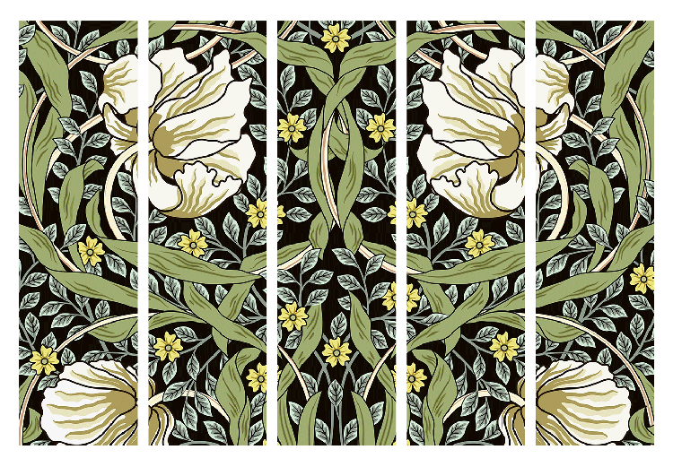 Folding Screen Beauty of Sketch II (5-piece) - composition of flowers and green plants 136103 additionalImage 7